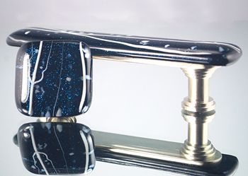 Navy Sequin Handmade Glass Cabinet Hardware glass knobs, glass pulls, cabinet hardware